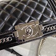 Chanel quilted lambskin small boy bag metal hardware black | A67086 - 6