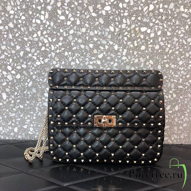 Valentino Garavani medium Rockstud Spike black shoulder bag  | WB0122 - 1