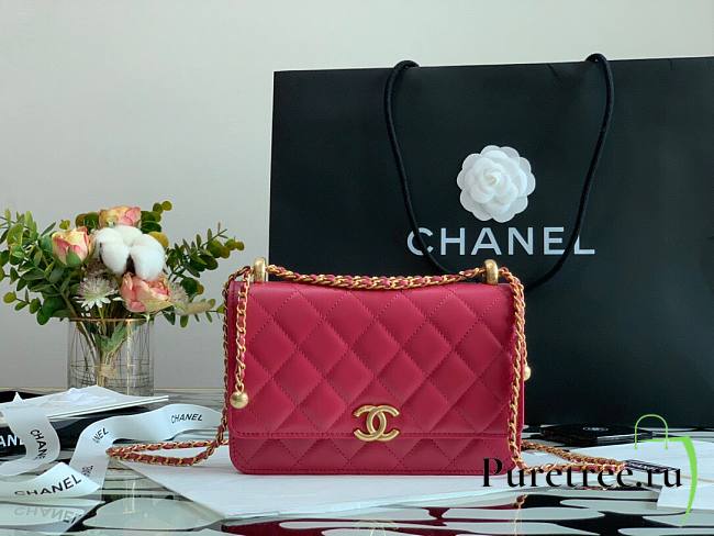 Chanel Calfskin Wallet Chain Strap WOC 2021 Pink | AP2289   - 1