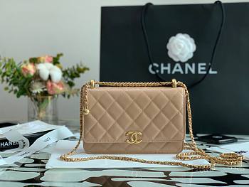 Chanel Calfskin Wallet Chain Strap WOC 2021 Dark Beige | AP2289