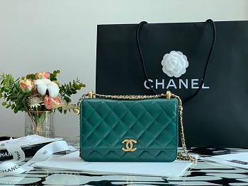 Chanel Calfskin Wallet Chain Strap WOC 2021 Dark Blue | AP2289