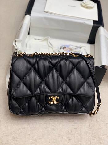 Chanel Pleated Calfskin Large Flap Bag Black 2020 30cm | AS2234
