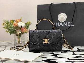 Chanel Crumpled Lambskin Small Flap Bag with Top Handle Black | AS2478 