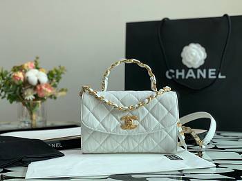 Chanel Crumpled Lambskin Small Flap Bag with Top Handle White | AS2478