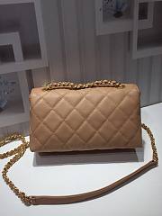 Chanel small smooth leather flap bag dark beige | AS1490 - 4