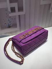 Chanel small smooth leather flap bag purple | AS1490 - 5