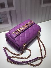 Chanel small smooth leather flap bag purple | AS1490 - 3