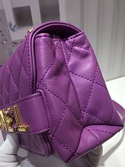 Chanel small smooth leather flap bag purple | AS1490 - 2