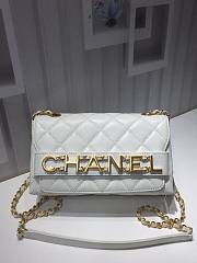 Chanel small smooth leather flap bag white | AS1490 - 1