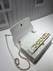 Chanel small smooth leather flap bag white | AS1490 - 6