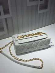 Chanel small smooth leather flap bag white | AS1490 - 5