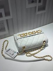 Chanel small smooth leather flap bag white | AS1490 - 4
