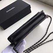 Chanel Calfskin Wallet Chain Strap WOC Black Rose - 6
