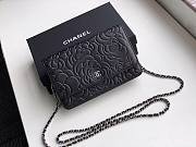 Chanel Calfskin Wallet Chain Strap WOC Black Rose - 5