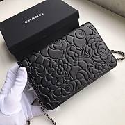 Chanel Calfskin Wallet Chain Strap WOC Black Rose - 3
