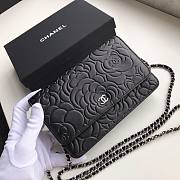Chanel Calfskin Wallet Chain Strap WOC Black Rose - 2