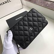 Chanel Grained Calfskin Wallet on Chain WOC Black/Metal  - 4