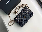 Chanel Grained Calfskin Wallet on Chain WOC Black/Metal Charms - 6