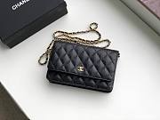 Chanel Grained Calfskin Wallet on Chain WOC Black/Gold - 6