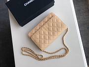 Chanel Grained Calfskin Wallet on Chain WOC Beige/Gold - 6