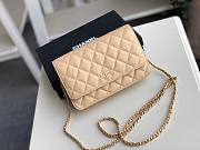 Chanel Grained Calfskin Wallet on Chain WOC Beige/Gold - 4