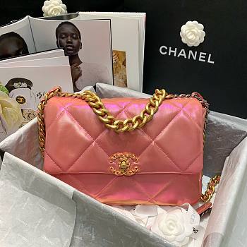 Chanel 19 Iridescent Calfskin Large Flap Bag Pink 2021 |  AS1161