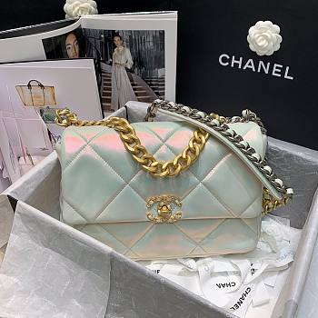 Chanel 19 Iridescent Calfskin Large Flap Bag White 2021 | AS1161