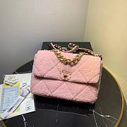 Chanel 19 Shearling Sheepskin Large Flap Bag Pink 30cm | AS1161  - 1