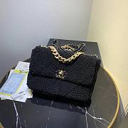 Chanel 19 Shearling Sheepskin Large Flap Bag Black 30cm | AS1161 - 1