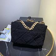 Chanel 19 Shearling Sheepskin Large Flap Bag Black 30cm | AS1161 - 6