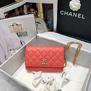 Chanel Quilted Lambskin Wallet on Chain WOC with Colored Crystal Orange | AP1943  - 5