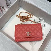 Chanel Quilted Lambskin Wallet on Chain WOC with Colored Crystal Orange | AP1943  - 4