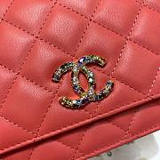 Chanel Quilted Lambskin Wallet on Chain WOC with Colored Crystal Orange | AP1943  - 2