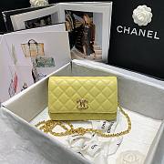 Chanel Quilted Lambskin Wallet on Chain WOC with Colored Crystal Yellow | AP1943 - 1