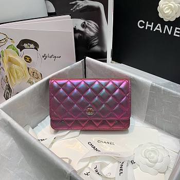 Chanel Iridescent Leather Wallet on Chain WOC Purple | AP0315 