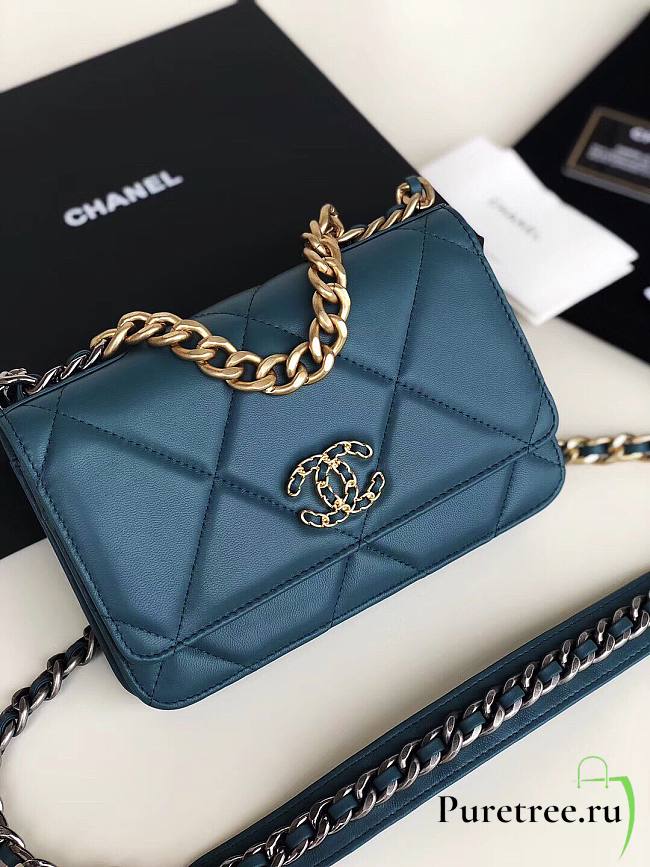Chanel Quilted 19 Wallet on Chain WOC Blue 2019 | AP0957 - 1