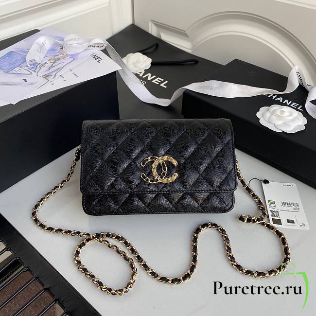 Chanel Calfskin Wallet on Chain Black 2020 | AP1794  - 1