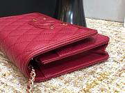Chanel Metallic Grined Red Calfskin CC Wallet WOC Bag | A84451 - 5