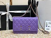 Chanel Metallic Grined Purple Calfskin CC Wallet WOC Bag | A84451 - 1