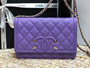 Chanel Metallic Grined Purple Calfskin CC Wallet WOC Bag | A84451 - 5