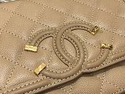 Chanel Metallic Grined Beige Calfskin CC Wallet WOC Bag | A84451 - 6
