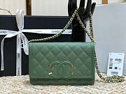 Chanel Metallic Grined Green Calfskin CC Wallet WOC Bag | A84451 - 1