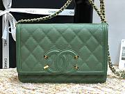 Chanel Metallic Grined Green Calfskin CC Wallet WOC Bag | A84451 - 5
