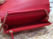 Chanel Metallic Grined Bright Red Calfskin CC Wallet WOC Bag | A84451 - 2