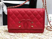 Chanel Metallic Grined Bright Red Calfskin CC Wallet WOC Bag | A84451 - 4