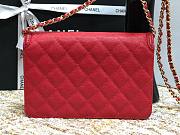 Chanel Metallic Grined Bright Red Calfskin CC Wallet WOC Bag | A84451 - 5