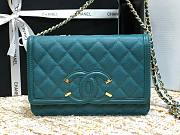 Chanel Metallic Grined Blue Calfskin CC Wallet WOC Bag | A84451 - 4