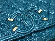 Chanel Metallic Grined Blue Calfskin CC Wallet WOC Bag | A84451 - 5