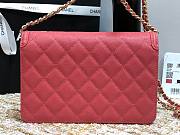 Chanel Metallic Grined Pink Calfskin CC Wallet WOC Bag | A84451 - 3