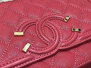 Chanel Metallic Grined Pink Calfskin CC Wallet WOC Bag | A84451 - 6